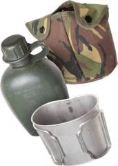 Dutch 1Q Canteen with Cup and DPM Camouflage Pouch, Surplus. 